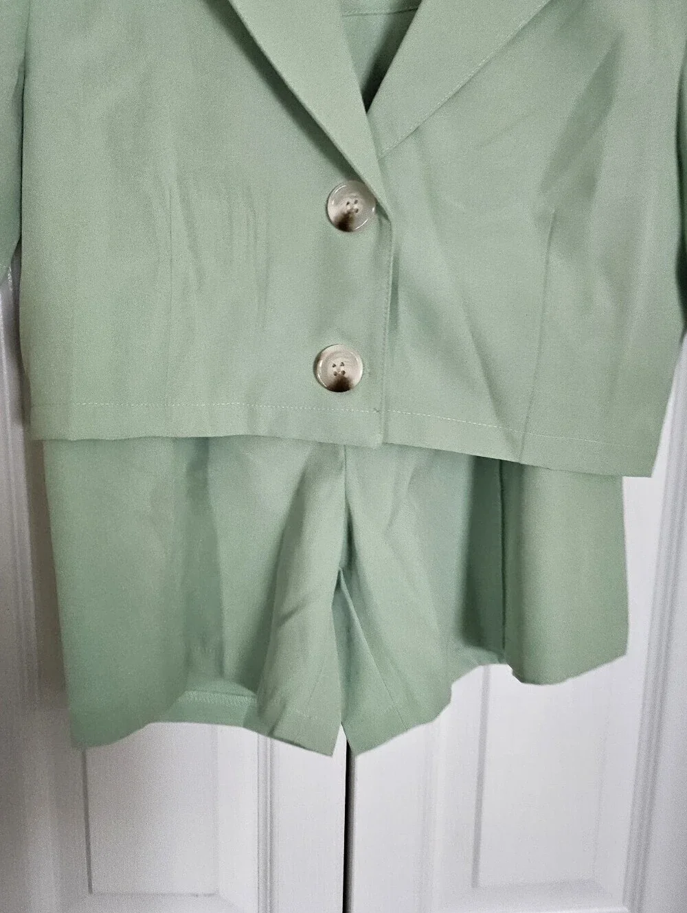 SHEIN Women 2Piece Mint Green Crop Blazer & High Waist Shorts Set SizeS.